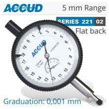 Accud Precision Dial Indicator Flat Back 5mm