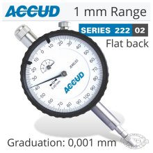 Accud Precision Dial Indicator Flat Back 1mm
