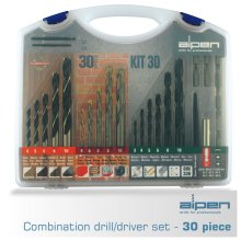 Alpen Drill And Screwdriver Set 30 Piece In Carry Case Steel Masonry Wood