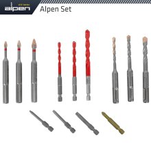 Alpen Drill-Screwset Kit 13 13 Pcs C Prot,Multi 6-Kant,Sds-Plus F4 ,4 Bits