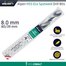 Alpen Hss Eco Spotweld Drill Bit 8Mmx80Mm