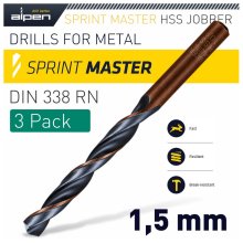 Alpen Sprint Master Din 338 1.5mm 3/Pack