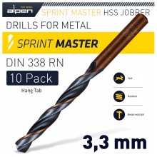 Alpen Sprint Master 3.3mm Hang Tab Din 10pack Din 338