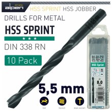 Alpen HSS Sprint Drill Bit 5.5mm Packet Of 10 For Module