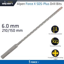 Alpen Force X 6.0 X 210/150 Sds-Plus Drill Bit X4 Cutting Edges - Bulk