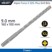 Alpen Force X 9.0 X 160/100 Sds-Plus Drill Bit X4 Cutting Edges