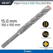 Alpen Force X 15.0 X160/100 Sds-Plus Drill Bit X4 Cutting Edges