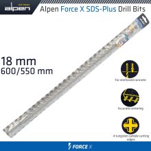 Alpen Force X 18.0 X 600/550 Sds-Plus Drill Bit X4 Cutting Edges