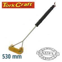 Tork Craft Braai Bbq Three Side Brass Wire Brush 530mm Handle 21" Tcw