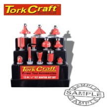 Tork Craft Router Bit Set 12pc Plastic Box 1/4 Shank