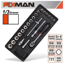 Fixman 22-Pc 3/8" Dr.Sockets & Accessories