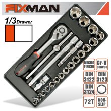 Fixman 22-Pc 1/2" Dr.Sockets & Accessories