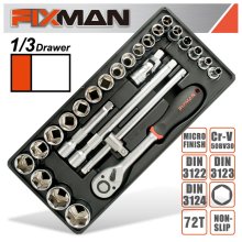 Fixman Tray 26 Piece 1/2" Drive Sockets And Accessories