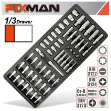 Fixman Tray 57 Piece 1/4" Drive Sockets And Accessories