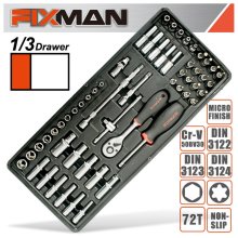 Fixman Tray 56 Piece 1/4" Drive Sockets And Accessories