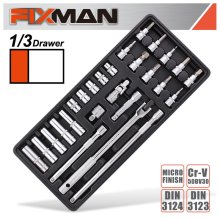 Fixman 26-Pc 3/8" Dr.Sockets & Accessories
