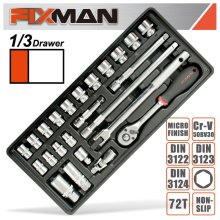 Fixman Tray 24 Piece 3/8" Drive Sockets And Accessories