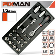 Fixman 20-Pc 3/8" Dr.Sockets & Accessories