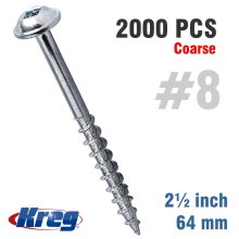 Kreg Pocket Hole Screws 2-1/2" #8 Coarse Washer Head 2000ct