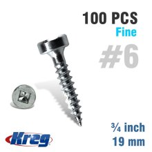 Kreg Pocket Hole Screws 75" #6 Fine Pan Head 100ct