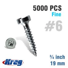 Kreg Pocket Hole Screws 75" #6 Fine Pan Head 5000ct