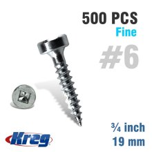 Kreg Pocket Hole Screws 75" #6 Fine Pan Head 500ct