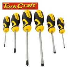 Tork Craft Screw Driver Set 6 Pce With Wall Mountable Rack Ph Sl