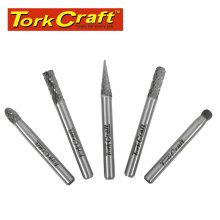 Tork Craft Tungsten Rotary Burr Set 5 Pce 6mm Tcbu