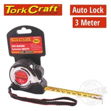 Tork Craft Measuring Tape Self Lock 3m X 16mm S/S & Rubber Casing Matt Finish