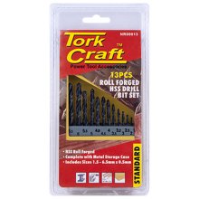 Tork Craft Drill Bit Set 13pce Roll Forged Metal Case