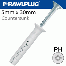 RAWLPLUG Nyl Hammer-In Fixing 5X30Mm Csk Head X700 Per Jar