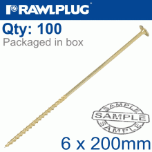 RAWLPLUG Timber Construction Screw 6X200 Mm Zinc Plated Box Of 100