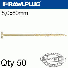 RAWLPLUG Timber Construction Screw 8.0 X 180Mm X50-Box Torx T40