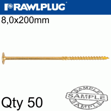 RAWLPLUG Timber Construction Screw 8.0 X 200Mm X50-Box Torx T40