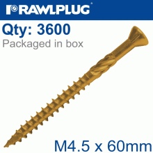 RAWLPLUG R-Dsx Screws M4.5 X 60X36 Ginger Ruspert X3600-Box