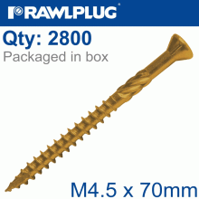 RAWLPLUG R-Dsx Screws M4.5 X 70X42 Ginger Ruspert X2800-Box