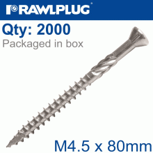 RAWLPLUG R-Dsx Screws M4.5 X 80X48 A2 Ss X2000-Box