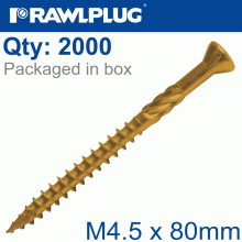RAWLPLUG R-Dsx Screws M4.5 X 80X48 Ginger Ruspert X2000-Box