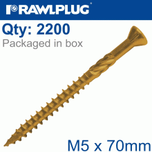 RAWLPLUG R-Dsx Screws M5 X 70X42 Ginger Ruspert X2200-Box