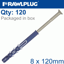 RAWLPLUG Nyl Frame Fixing Zf + Csk Screw 8.0Mmx120Mm X100 -Box