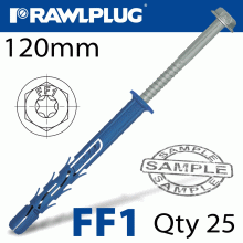 RAWLPLUG Nyl Frame Fixing Zp + Collar Hex Screw 9.8Mmx120Mm X25 -Box