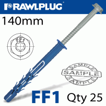 RAWLPLUG Nyl Frame Fixing Zp + Collar Hex Screw 9.8Mmx140Mm X25 -Box