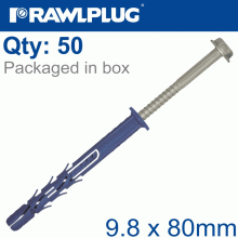 RAWLPLUG Nyl Frame Fixing S-Steel + Csk Screw 9.8Mmx80Mm X50 -Box