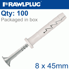 RAWLPLUG Nyl Hammer-In Fixing 8X45Mm Cyl Head X100-Box