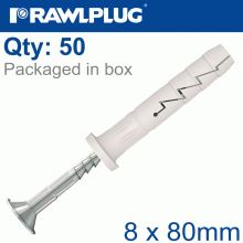 RAWLPLUG Nyl Hammer-In Fixing 8X80Mm Cyl Head X50-Box