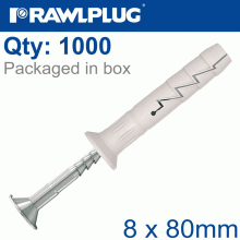 RAWLPLUG Nyl Hammer-In Fixing 8X80Mm+ Csk Head X1000 Per Box