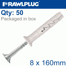 RAWLPLUG Nyl Hammer-In Fixing 8X160Mm + Csk Head X50 -Box