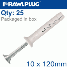 RAWLPLUG Nyl Hammer-In Fixing 10X120Mm + Csk Head X25 -Box