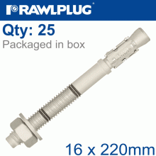 RAWLPLUG Throughbolt 16X220Mm Zinc Flake 25 -Box