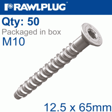 RAWLPLUG Concrete Screwbolt M10 12.5X65Mm Csk Zinc Fl X50-Box